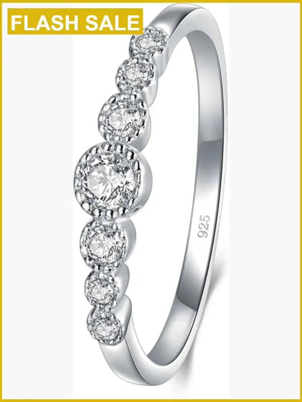 925 Sterling Silver CZ Eternity Engagement Wedding Band Ring